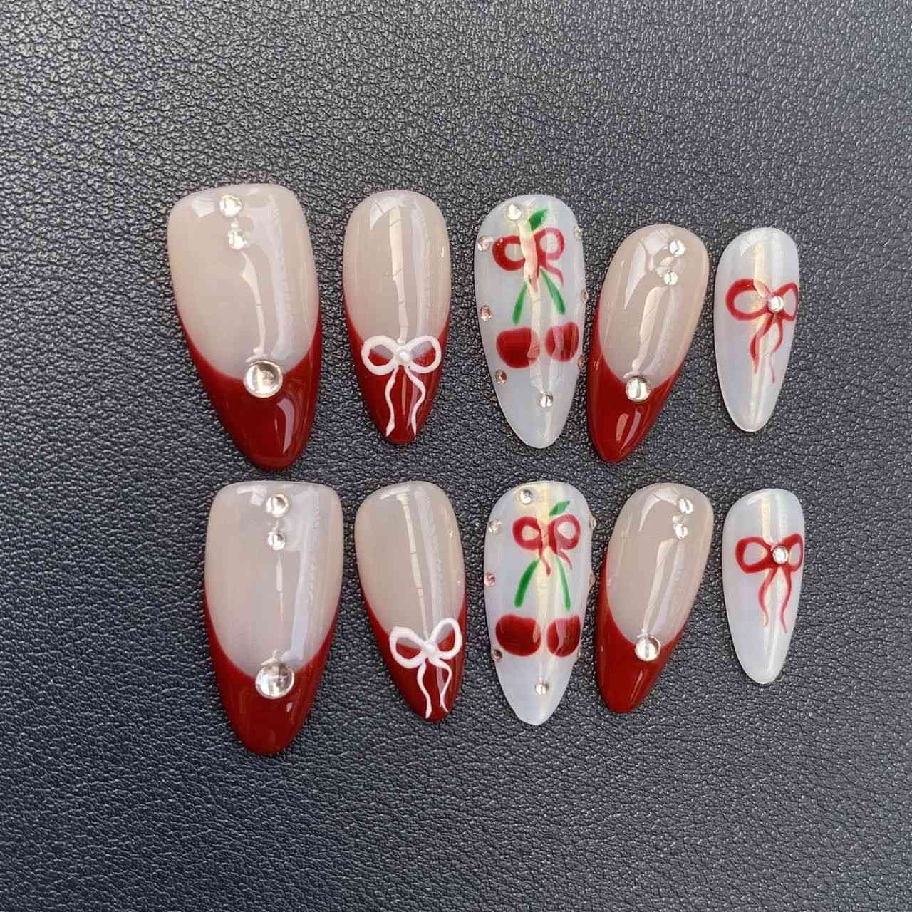 Cherry press on nails #15