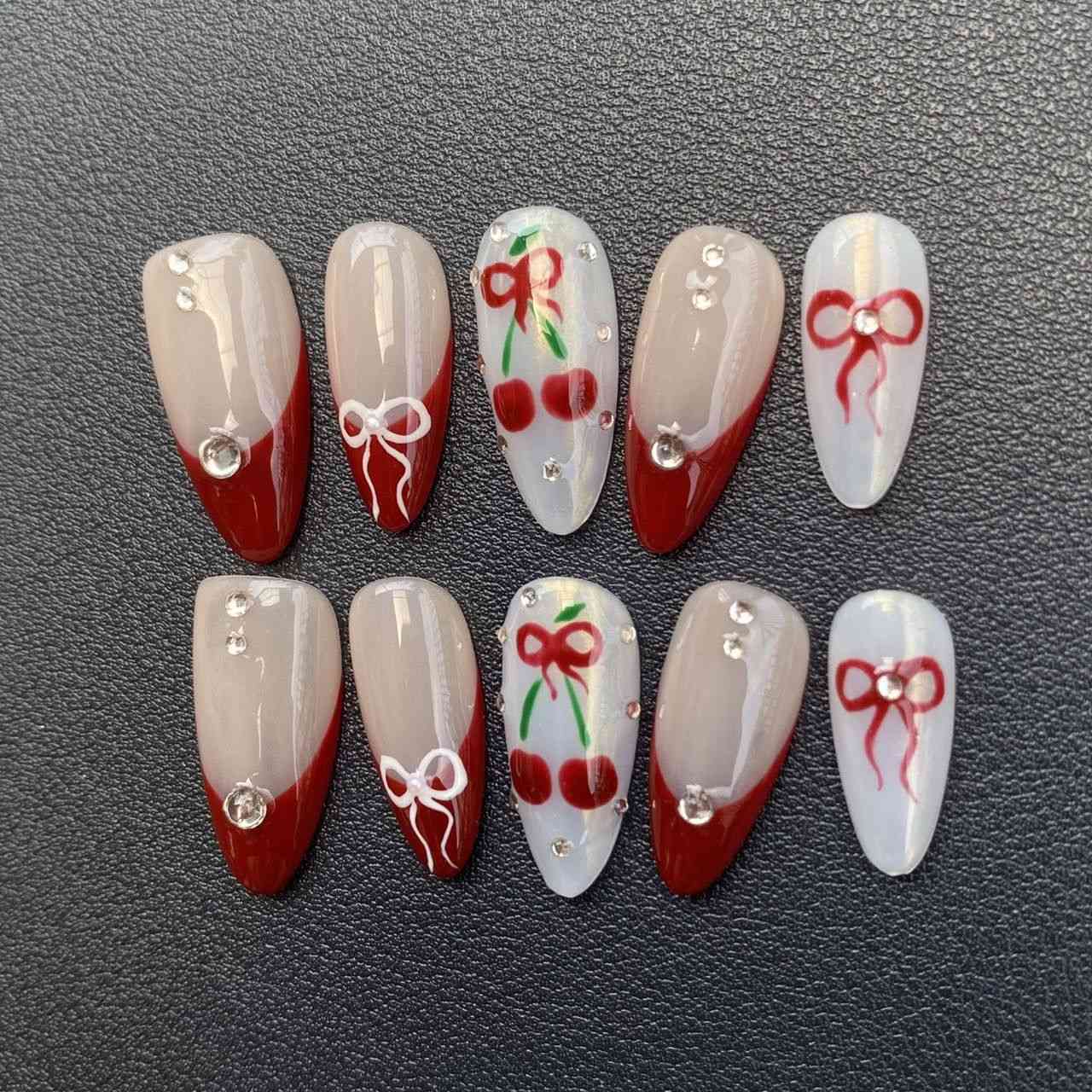 Cherry press on nails #15