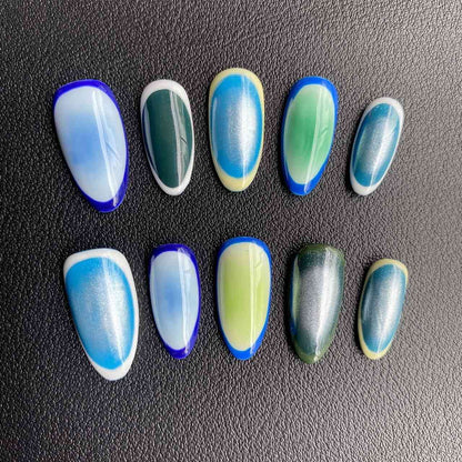 Blue press on nails #17