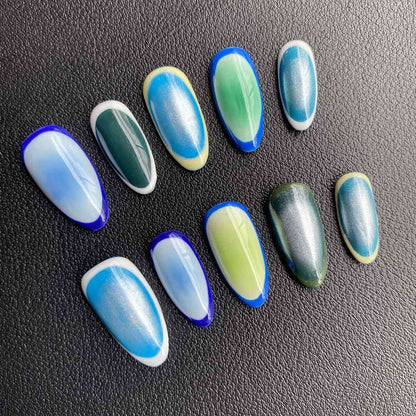 Blue press on nails #17