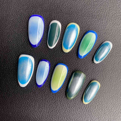 Blue press on nails #17